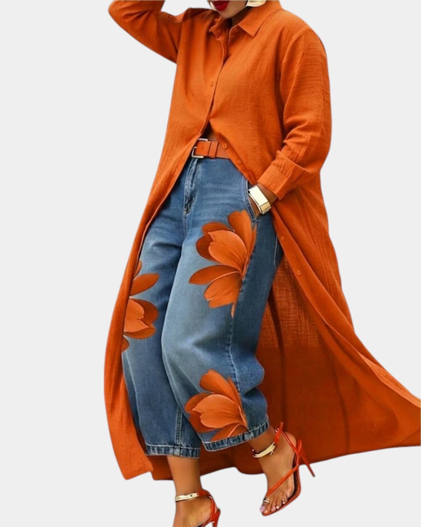 Céliane | Conjunto de vestido y pantalón vaquero ancho