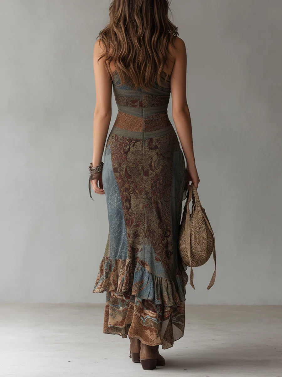 Zaya | Vestido largo asimétrico con estampado