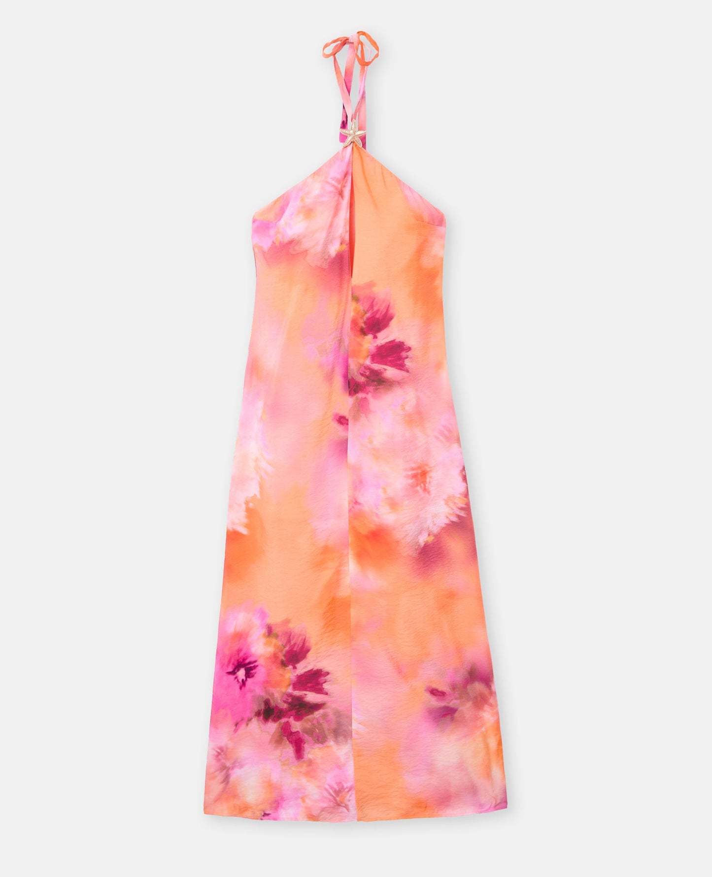 Vestido largo sin espalda con detalles de pedrería