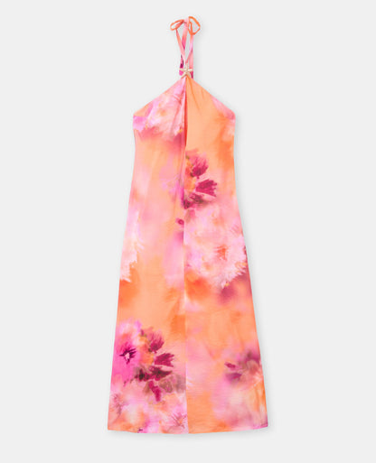 Vestido largo sin espalda con detalles de pedrería