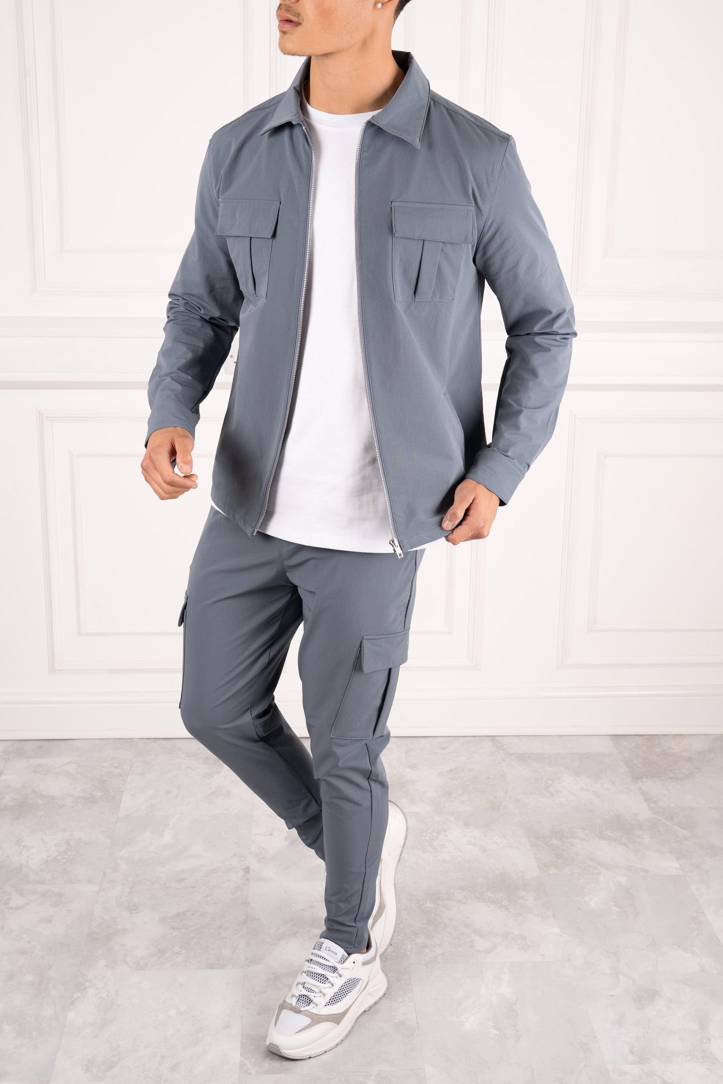 Pantalones Premium Cargo - Azul acero
