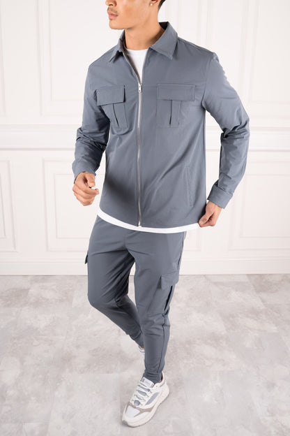 Pantalones Premium Cargo - Azul acero