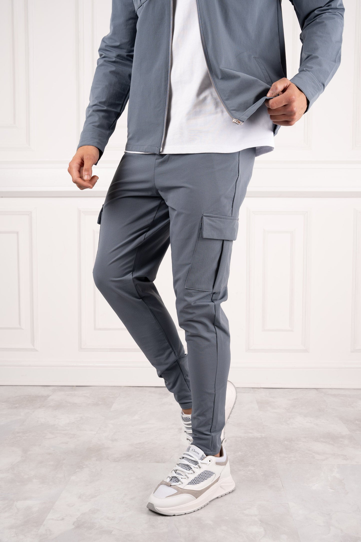 Pantalones Premium Cargo - Azul acero