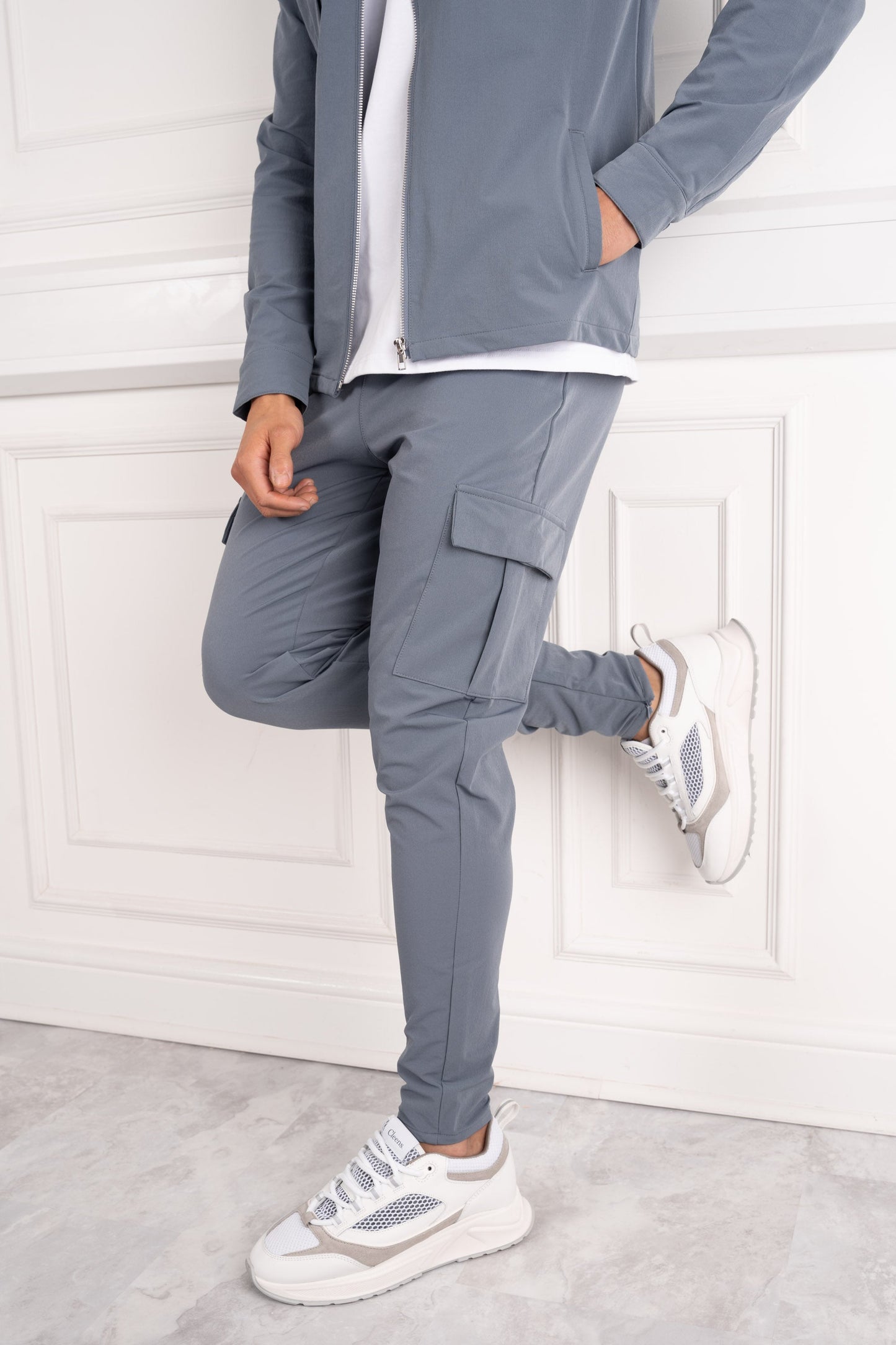 Pantalones Premium Cargo - Azul acero